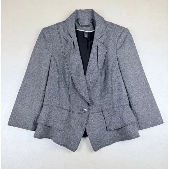 Soft Corporate Chic | WHBM Peplum Waist Blazer | Law Student Core Jacket | 6 - Picture 10 of 15